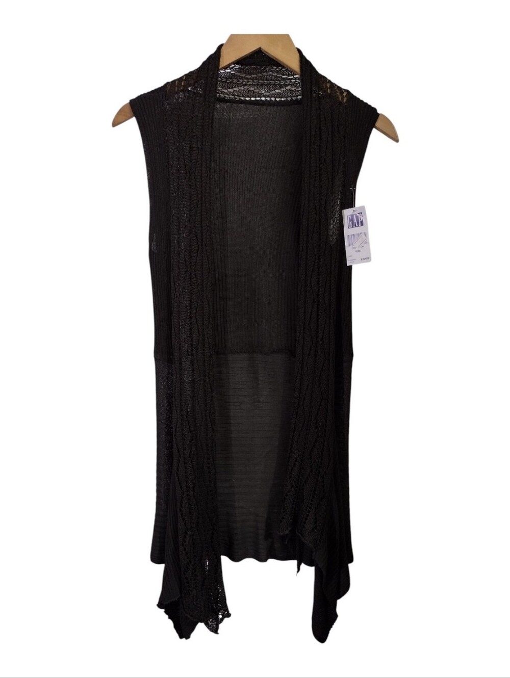 GAP Black Sleeveless Open-Front Knit Vest